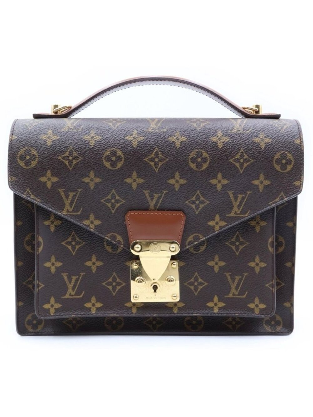 Louis Vuitton Monogram Monceau 28 Shoulder Bag Brown Leather Gold